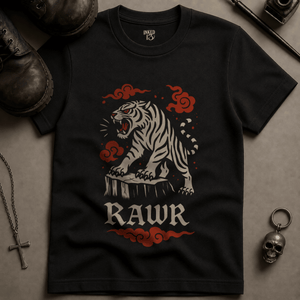 Rawr Tiger (New Style) T-shirt - Black - S - Inked 13 Ltd Unisex alternative tattoo apparel