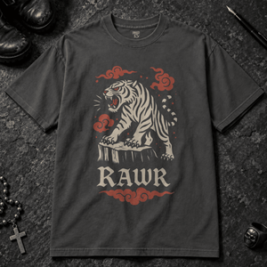 Rawr Tiger T-shirt - Graphite - S - Inked 13 - Unisex alternative tattoo apparel.