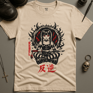 Rebel Samurai Girl T-Shirt - Natural - S - Inked 13 Ltd