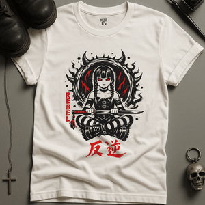 Rebel Samurai Girl T-Shirt - White - S - Inked 13 Ltd