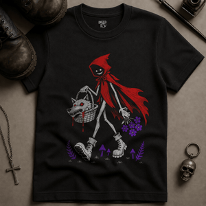 Red Slayer Hood Basket T-shirt - Black - S - Inked 13 Ltd Unisex alternative tattoo apparel