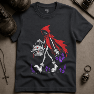 Red Slayer Hood Basket T-shirt - Graphite - S - Inked 13 Ltd Unisex alternative tattoo apparel