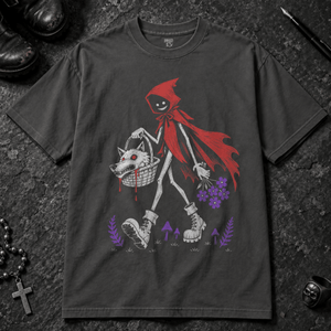 Red Slayer Hood Basket T-shirt - Graphite - S - Inked 13 - Unisex alternative tattoo apparel.