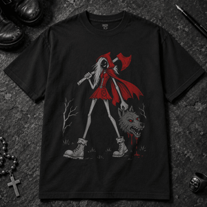 Red Slayer Hood T-shirt - Black - S - Inked 13 - Unisex alternative tattoo apparel.