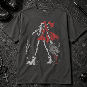 Red Slayer Hood T-shirt - Graphite - S - Inked 13 - Unisex alternative tattoo apparel.