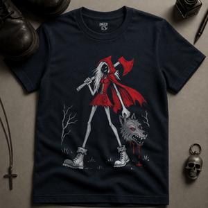 Red Slayer Hood T-shirt - True Navy - S - Inked 13 Ltd Unisex alternative tattoo apparel