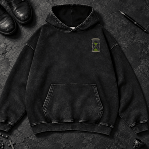 Right On Schedule Washed Hoodie - Black Beauty - S - Inked 13 Ltd Unisex alternative tattoo apparel
