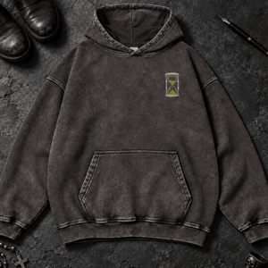 Right On Schedule Washed Hoodie - Dark Gray - S - Inked 13 Ltd Unisex alternative tattoo apparel