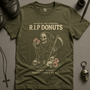 RIP Donuts T-Shirt - Military Green - S - Inked 13 Ltd
