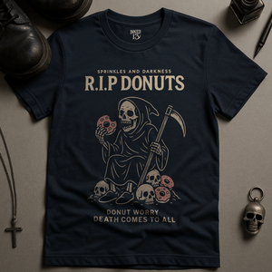RIP Donuts T-Shirt - Navy - S - Inked 13 Ltd
