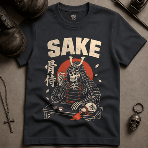 Sake Japanese Poster T-shirt - Graphite - S - Inked 13 Ltd Unisex alternative tattoo apparel