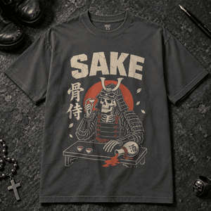 Sake Japanese Poster T-shirt - Graphite - S - Inked 13 - Unisex alternative tattoo apparel.