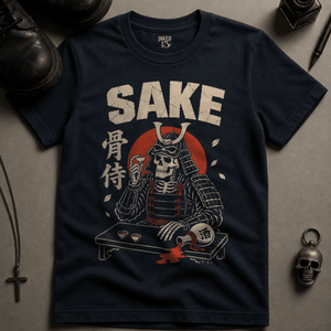 Sake Japanese Poster T-shirt - True Navy - S - Inked 13 Ltd Unisex alternative tattoo apparel