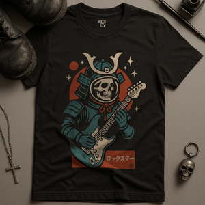 Samurai Space Rocker T-Shirt - Black - S - Inked 13 Ltd