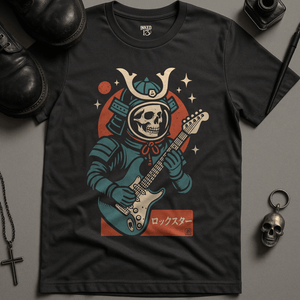 Samurai Space Rocker T-Shirt - Dark Grey - S - Inked 13 Ltd