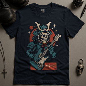 Samurai Space Rocker T-Shirt - Navy - S - Inked 13 Ltd