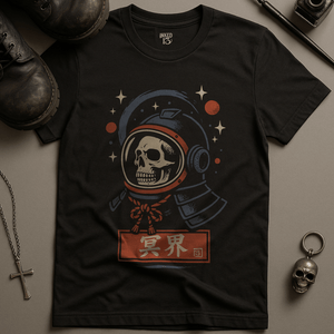 Samurai Space Skull T-Shirt - Black - S - Inked 13 Ltd