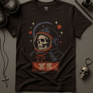 Samurai Space Skull T-Shirt - Brown - S - Inked 13 Ltd