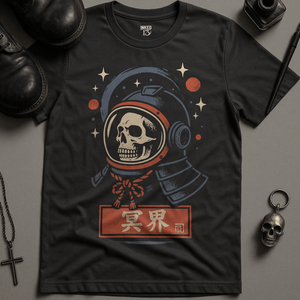 Samurai Space Skull T-Shirt - Dark Grey - S - Inked 13 Ltd