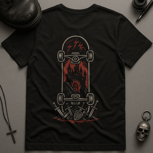 Skateboard Gothic Castle T-Shirt - Black - S - Inked 13 Ltd