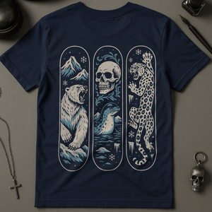 Skateboard Winter Animals T-Shirt - Navy - S - Inked 13 Ltd