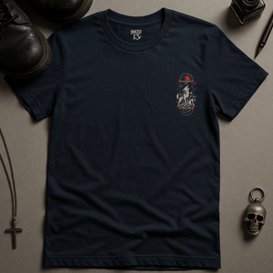 Skateboard Wolf Design T-Shirt - Navy - S - Inked 13 Ltd