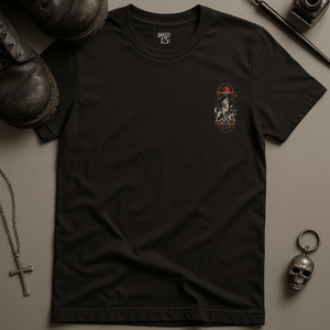 Skateboard Wolf Design T-Shirt - Navy - S - Inked 13 Ltd