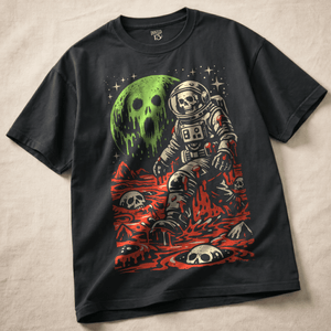 Skeletal Astronaut Slime Heavyweight T-shirt - Black - S - Inked 13 Ltd Unisex alternative tattoo apparel