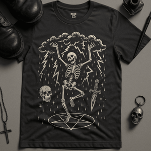 Skeletal Dancer T-Shirt - Dark Grey - S - Inked 13 Ltd Unisex alternative tattoo apparel