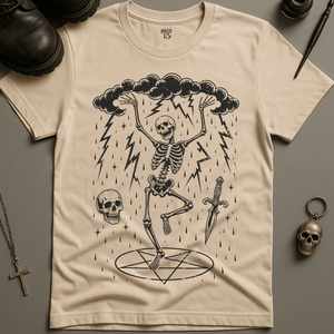 Skeletal Dancer T-Shirt - Natural - S - Inked 13 Ltd Unisex alternative tattoo apparel