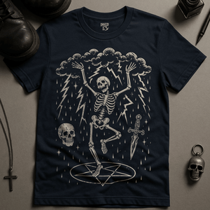 Skeletal Dancer T-Shirt - Navy - S - Inked 13 Ltd Unisex alternative tattoo apparel