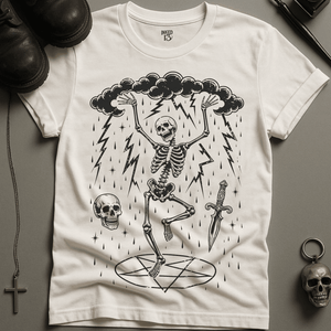Skeletal Dancer T-Shirt - White - S - Inked 13 Ltd Unisex alternative tattoo apparel