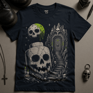 Skeletal Door Minifigure T-Shirt - Navy - S - Inked 13 Ltd Unisex alternative tattoo apparel