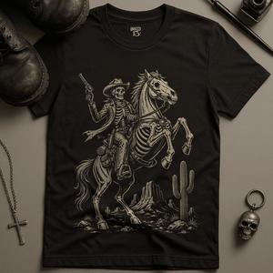 Skeletal Horse Rider T-Shirt - Black - S - Inked 13 Ltd Unisex alternative tattoo apparel