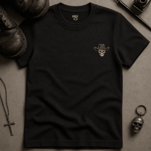 Skeletal Outlaw T-shirt - Black - S - Inked 13 Ltd Unisex alternative tattoo apparel