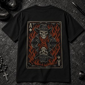 Skeletal Outlaw T-shirt - Black - S - Inked 13 - Unisex alternative tattoo apparel.