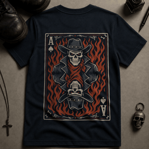 Skeletal Outlaw T-shirt - True Navy - S - Inked 13 Ltd Unisex alternative tattoo apparel