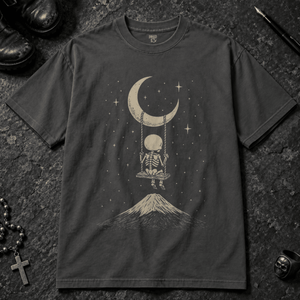 Skeleton Moon Swing T-shirt - Graphite - S - Inked 13 - Unisex alternative tattoo apparel.