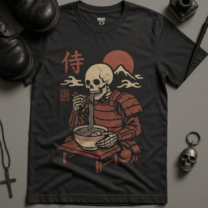 Skeleton Ramen T-Shirt - Dark Grey - S - Inked 13 Ltd