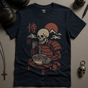 Skeleton Ramen T-Shirt - Navy - S - Inked 13 Ltd