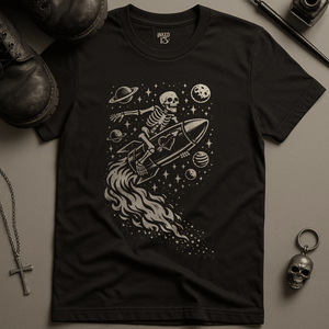 Skeleton Rocket T-Shirt - Black - S - Inked 13 Ltd Unisex alternative tattoo apparel