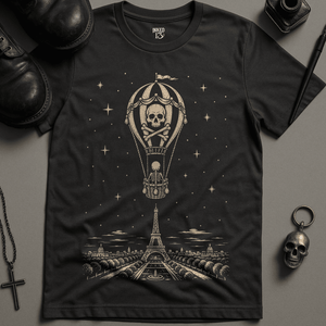 Skeleton Skull Balloon T-Shirt - Dark Grey - S - Inked 13 Ltd Unisex alternative tattoo apparel