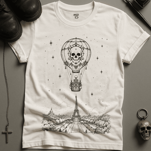 Skeleton Skull Balloon T-Shirt - White - S - Inked 13 Ltd Unisex alternative tattoo apparel
