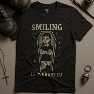 Smiling Is Overrated T-Shirt - Black - S - Inked 13 Ltd