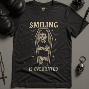Smiling Is Overrated T-Shirt - Dark Grey - S - Inked 13 Ltd