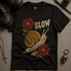 Snail Slow T-shirt - Black - S - Inked 13 Ltd Unisex alternative tattoo apparel