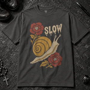 Snail Slow T-shirt - Graphite - S - Inked 13 - Unisex alternative tattoo apparel.