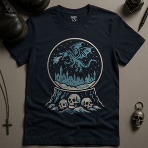Snow Globe T-Shirt - Navy - S - Inked 13 Ltd