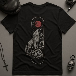 Snowboard Wolf Design T-Shirt - Black - S - Inked 13 Ltd