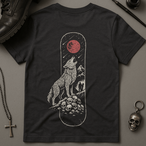 Snowboard Wolf Design T-Shirt - Dark Grey - S - Inked 13 Ltd